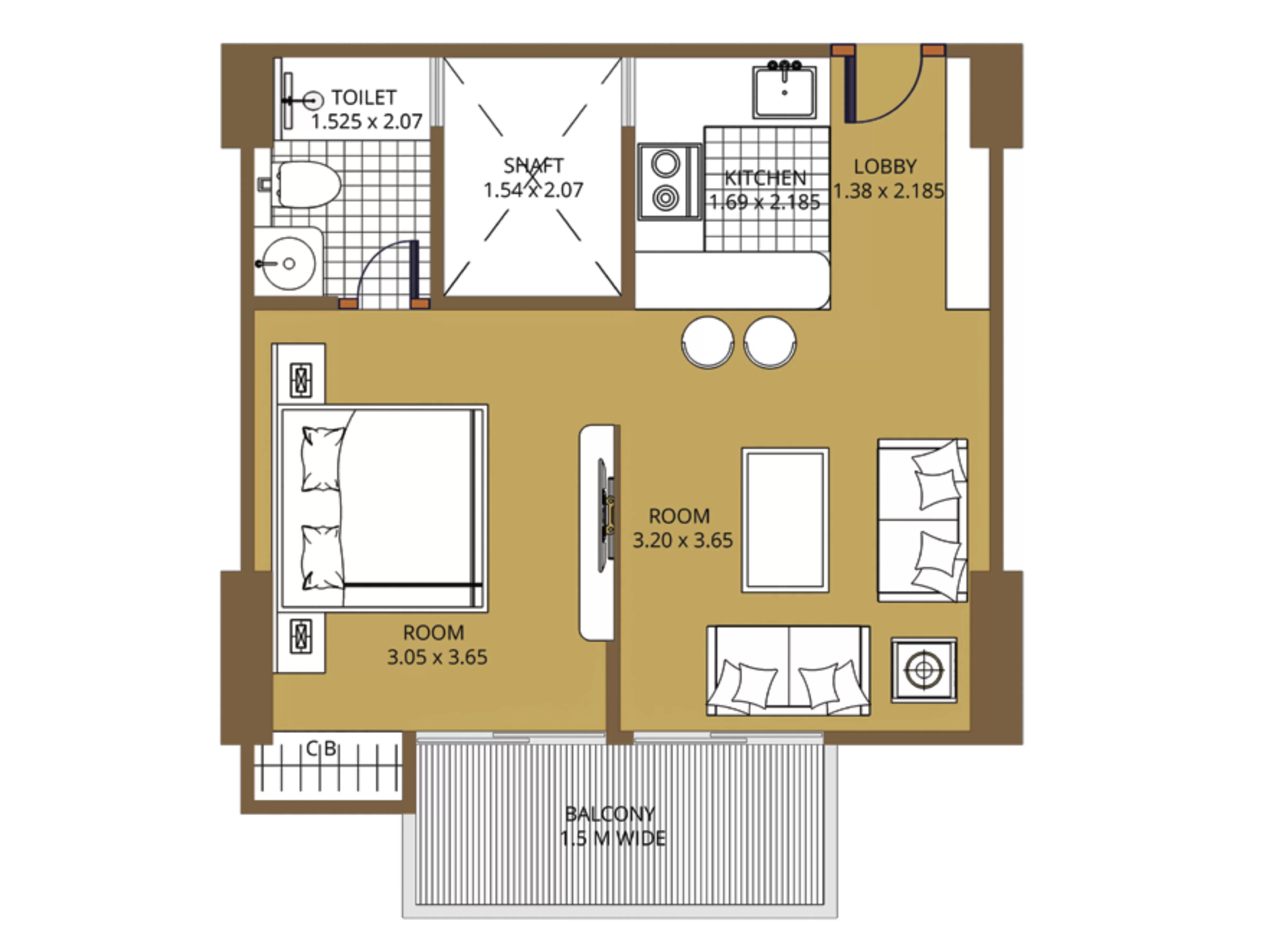 Studio Apartment 1BHK